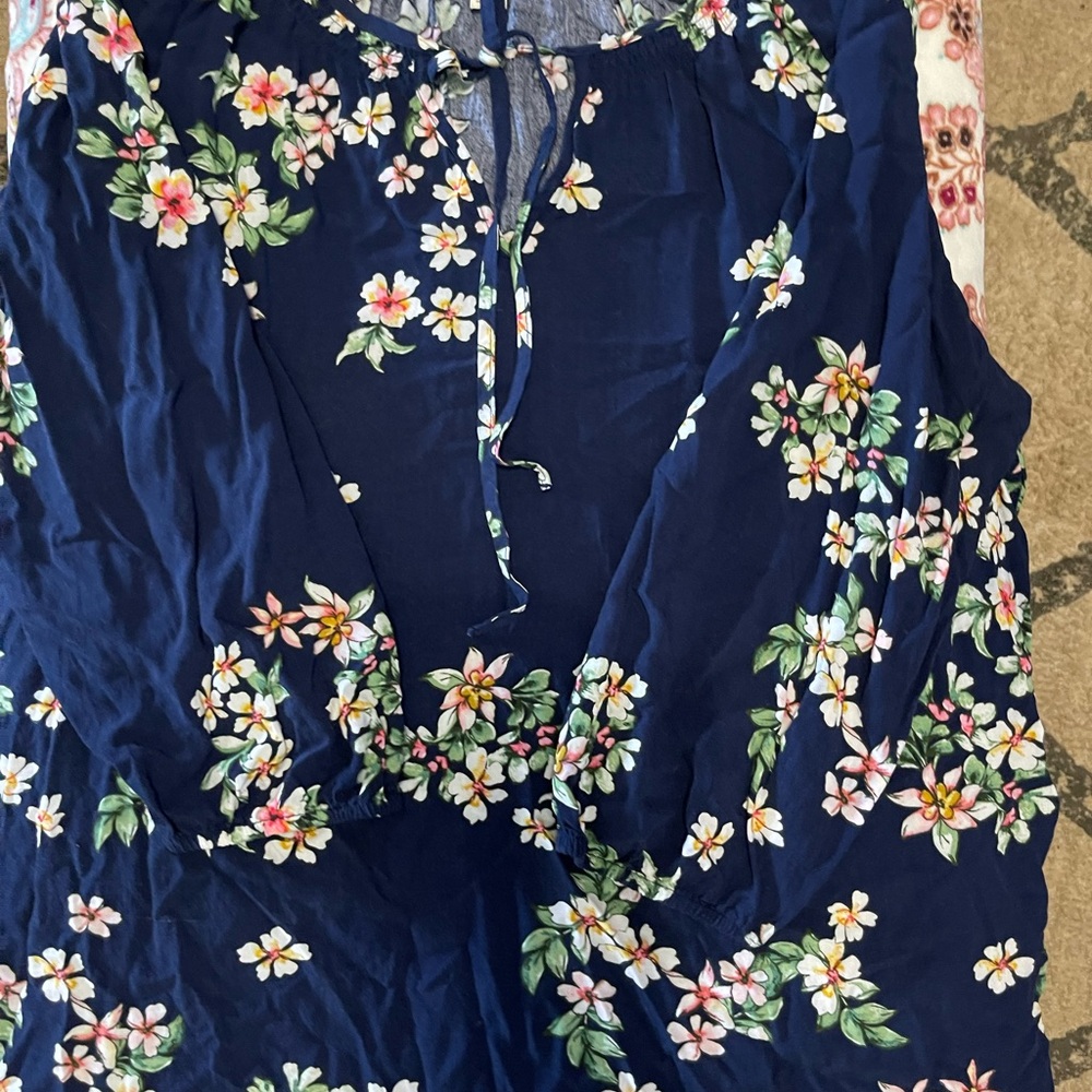 St. John's Bay Blue Sleeveless Tie Front Blouse